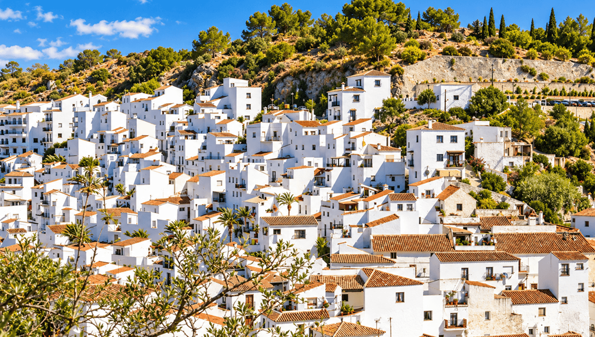 The white village of Casares seen from a distance
