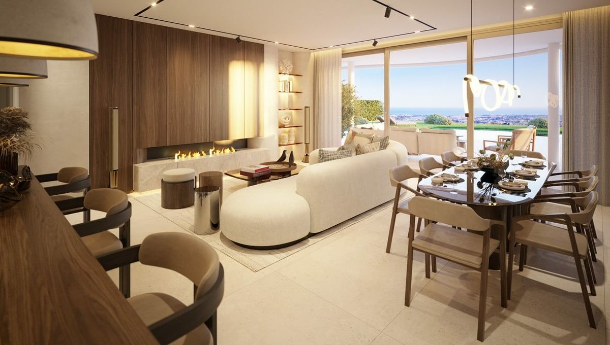 Living and dining room at The View Marbella III
