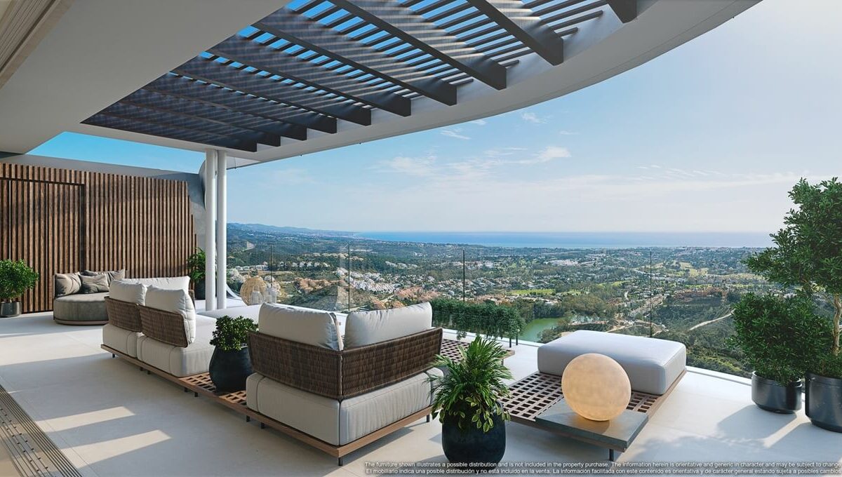 Penthouse terrace with pergola at Enebros