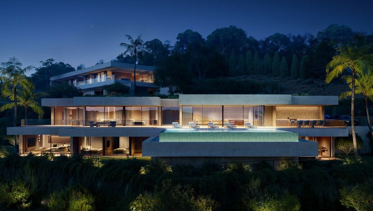 Villa Henrietta at night
