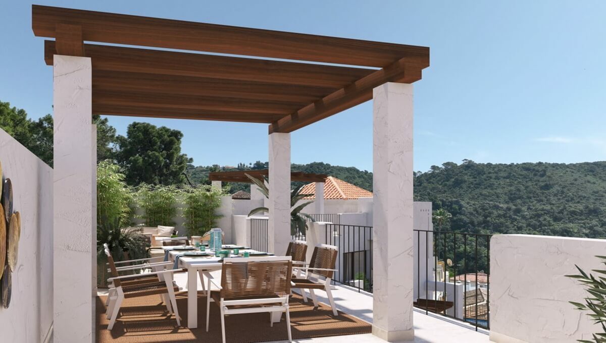 Pergola terrace at Fuente Lirios
